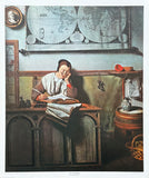 Nicolaes Maes exhibition poster - The Housekeeper - Dutch museum artist - vintage art print - 1970s