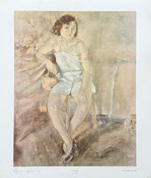 Jules Pascin exhibition poster - Seated Girl - female portrait - museum artist - vintage art print - 1960s