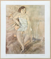 Jules Pascin exhibition poster - Seated Girl - female portrait - museum artist - vintage art print - 1960s