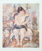 Jules Pascin exhibition poster - Seated Girl - female portrait - museum artist - vintage art print - 1960s