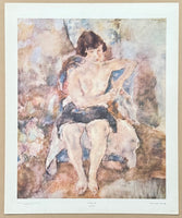 Jules Pascin exhibition poster - Seated Girl - female portrait - museum artist - vintage art print - 1960s