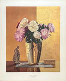 Hermann Dudley Murphy exhibition poster - Peonies and Tanagra - still life - flowers - realistic - very early art print - 1946