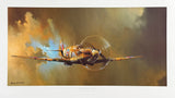 Barrie Clark exhibition poster - Spitfire - World War - WWII - Royal Air Force - Airplane - fighter plane - realistic - art print