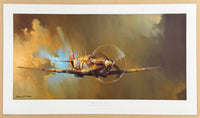 Barrie Clark exhibition poster - Spitfire - World War - WWII - Royal Air Force - Airplane - fighter plane - realistic - art print