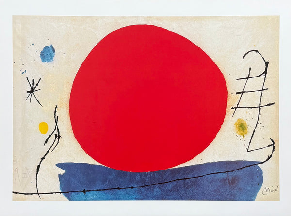 Joan Miro exhibition poster - The red sun - museum artist - art print - surrealism - offset litho - 1999