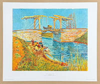 Vincent van Gogh exhibition poster - Bridge in Arles - museum artist - vintage art print - offset lithograph - 1970s