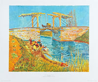 Vincent van Gogh exhibition poster - Bridge in Arles - museum artist - vintage art print - offset lithograph - 1970s