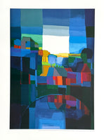 Ton Schulten exhibition poster - Quietness - landscape - blue - Dutch artist - art print - 2005