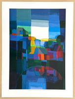 Ton Schulten exhibition poster - Quietness - landscape - blue - Dutch artist - art print - 2005