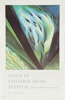 Georgia O'Keeffe exhibition poster - Blue and Green Music - museum artist - art print - offset lithograph - 1986