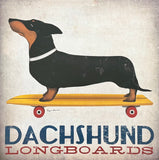 Dachshund Longboards exhibition poster - dogs - decorative art print - offset litho - advertisement - reproduction