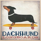 Dachshund Longboards exhibition poster - dogs - decorative art print - offset litho - advertisement - reproduction