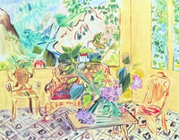 Raoul Dufy exhibition poster - Vernet-les-Bains - still life - blue - museum artist - art print - flowers - room