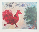 Marc Chagall exhibition poster - The red rooster - museum artist - vintage art print - 1992