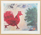 Marc Chagall exhibition poster - The red rooster - museum artist - vintage art print - 1992