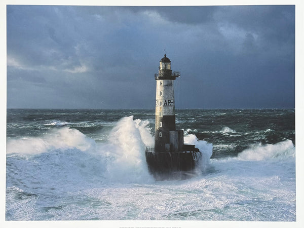 Lighthouse exhibition poster - Bretagne - France - waves - ocean - sea - sailing - art print - photography - offset litho