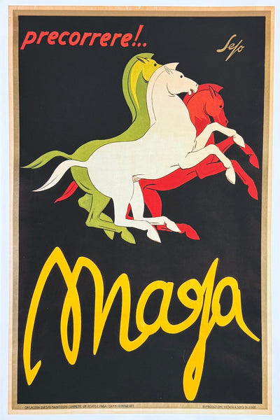 Mafa exhibition poster - Precorrere - horses - advertisement - decorative art print - reproduction - offset litho