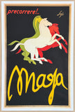 Mafa exhibition poster - Precorrere - horses - advertisement - decorative art print - reproduction - offset litho