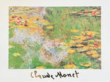 Claude Monet exhibition poster - The water lily pond in Giverny - impressionism - romantic - museum artist - art print - blue - green