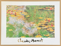 Claude Monet exhibition poster - The water lily pond in Giverny - impressionism - romantic - museum artist - art print - blue - green