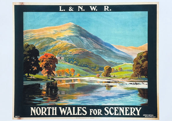 AG Peterbridge exhibition poster - North Wales for Scenery - travel - tourism - decorative art print - reproduction