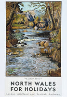 SJ Lamorna Birch exhibition poster - North Wales for Holidays - The Lledr Valley - London Midland and Scottish Railway - decorative print