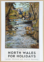 SJ Lamorna Birch exhibition poster - North Wales for Holidays - The Lledr Valley - London Midland and Scottish Railway - decorative print