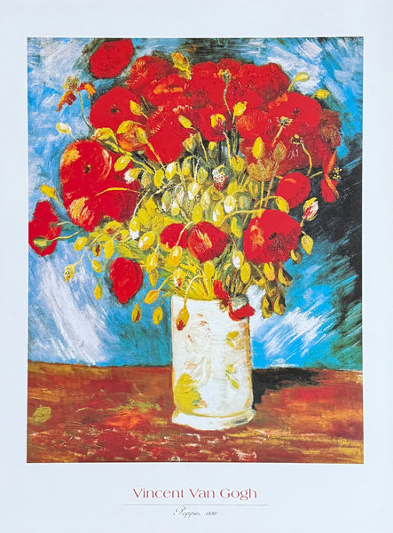 Vincent van Gogh exhibition poster - Vase with red poppies - still life - flowers - museum artist - art print