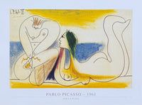 Pablo Picasso exhibition poster - Sur la Plage - on the beach - museum artist - art print - excellent - 1989