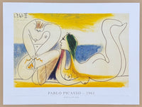 Pablo Picasso exhibition poster - Sur la Plage - on the beach - museum artist - art print - excellent - 1989
