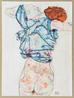 Egon Schiele exhibition poster - Woman undressing - museum artist - art print - female portrait