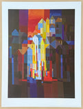 Ton Schulten exhibition poster - Town by Night - city view - cubism - Dutch artist - art print - 2000