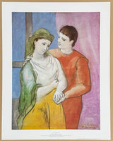 Pablo Picasso exhibition poster - The Lovers - romantic - couple - museum artist - art print - 1988