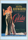 Rita Hayworth movie poster - Gilda - Glenn Ford - Hollywood legend - offset lithograph - art print - reproduction