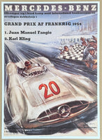 Mercedes Benz exhibition poster - Grand Prix - Fangio - 300sl - car race - offset lithograph - high quality reproduction - art print