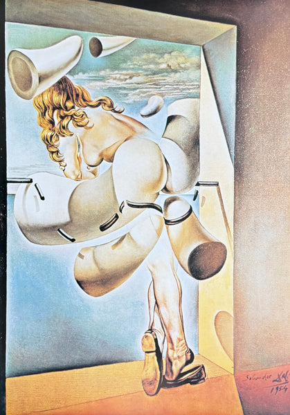 Salvador Dali exhibition poster - Sodomized by her own chastity - nude woman - museum artist - art print - surrealism - 2004