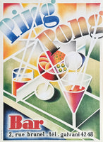 Ping Pong Bar - exhibition poster - cocktails - long drinks - kitchen art - offset litho - restaurant - bar - decorative art print