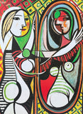 Pablo Picasso exhibition poster - Jeune fille devant le miroir - young lady in mirror - museum artist - art print - 1999