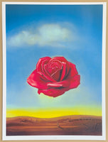 Salvador Dali exhibition poster - Meditative Rose - museum artist - art print - red flower - surrealism