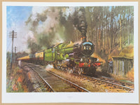 Terence Cuneo exhibition poster - Cathedral Express - train - railways - historic locomotive - art print - 1985