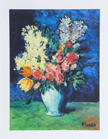 Pablo Picasso exhibition poster - Flowers, 1901 - still life - vase - blue background - museum artist - art print