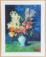 Pablo Picasso exhibition poster - Flowers, 1901 - still life - vase - blue background - museum artist - art print