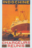 Indochine exhibition poster - Cargo ship - Chargeurs - Reunis - Advertisement - Tourism - decorative art print - reproduction