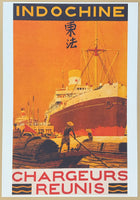 Indochine exhibition poster - Cargo ship - Chargeurs - Reunis - Advertisement - Tourism - decorative art print - reproduction