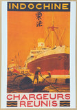 Indochine exhibition poster - Cargo ship - Chargeurs - Reunis - Advertisement - Tourism - decorative art print - reproduction