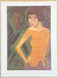 Otto Muller exhibition poster - Maschka with a mask  - German expressionist - museum artist - art print - Mueller - 1989