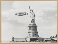 Statue of Liberty exhibition poster - Airplane - New York City - Icon landmark - black white photography - art print