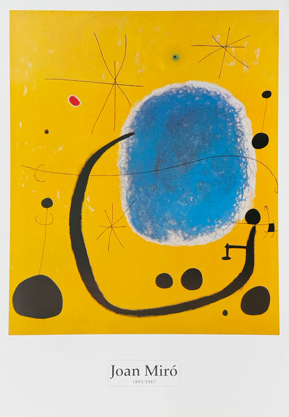 Joan Miro exhibition poster - L'oro dell'Azzurro - yellow - blue - museum artist - art print - surrealism - offset litho
