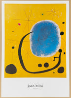 Joan Miro exhibition poster - L'oro dell'Azzurro - yellow - blue - museum artist - art print - surrealism - offset litho