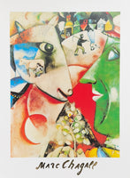 Marc Chagall exhibition poster - I and the village - country life - museum artist - art print - blue - 1999
